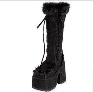 Demonia Pleaser camel Fur Boots 8